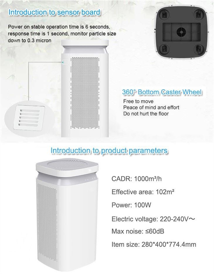 Custom Remote Control Formaldehyde Negative Ion Air Purifier