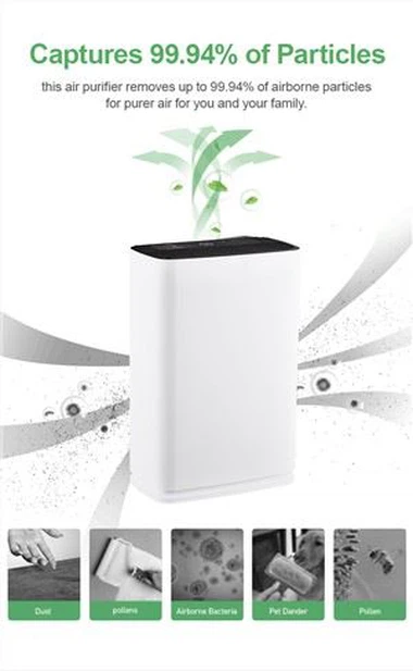 5 pakāpju gaisa jonizatora telpas Hepa filtrs Smart Touch Control mājas gaisa attīrītāja aprīkojums ar UV